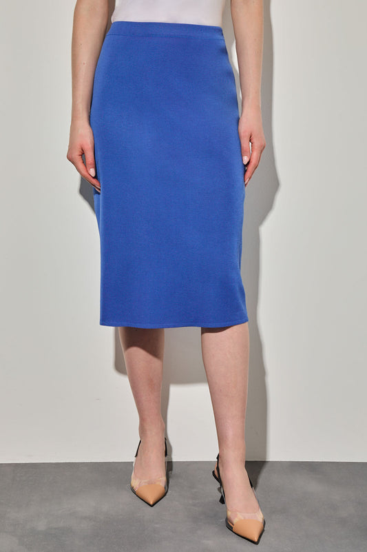 Below the Knee Straight Knit Skirt | Ming Wang
