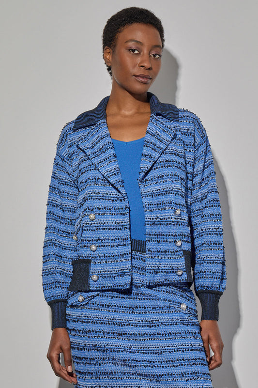 Eyelash Tweed Knit Bomber Jacket | Ming Wang